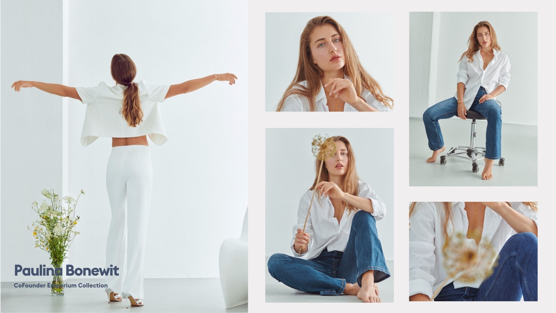 Personal branding portrait collage of consultant and content creator Paulina Bonewit in a bright interior, photographed by Astrid M. Obert.