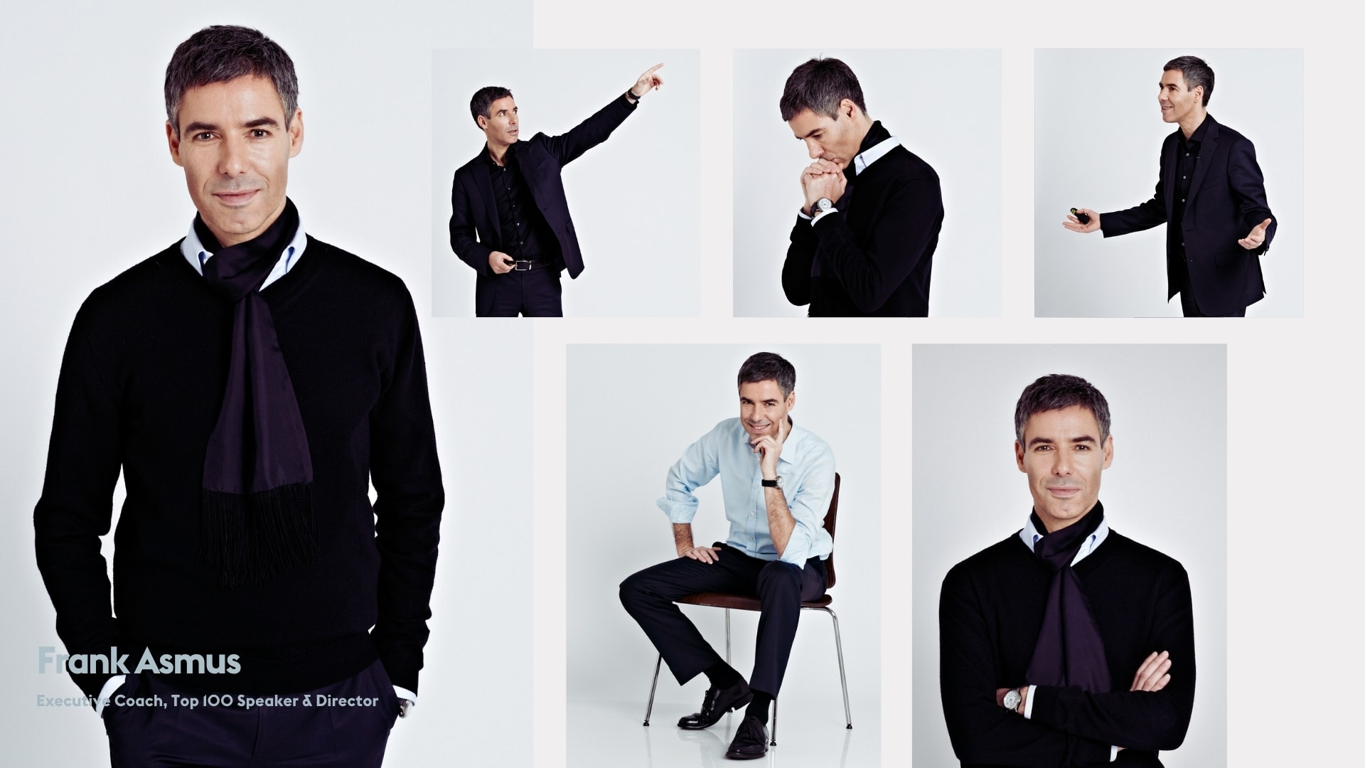 Personal branding studio portrait collage of executive coach and speaker Frank Asmus, photographed by Astrid M. Obert.