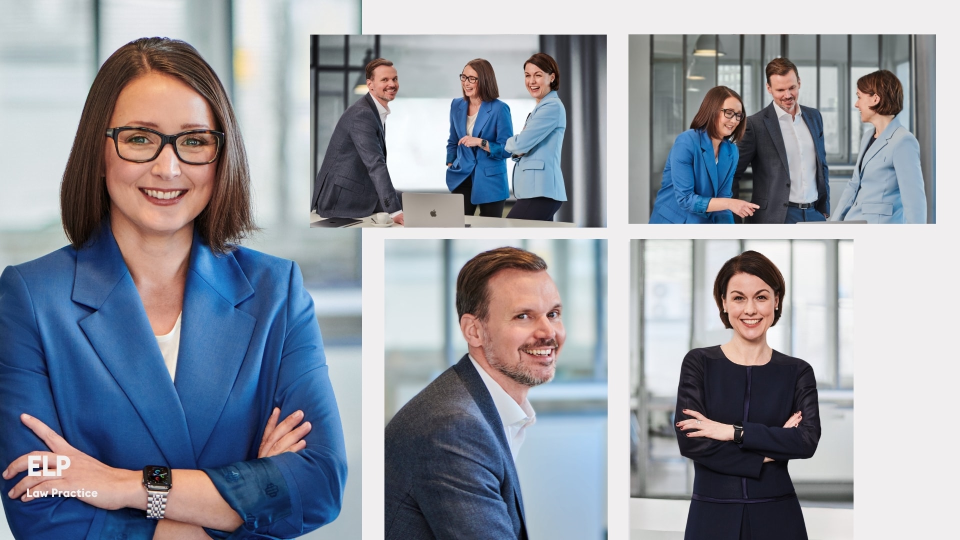 Corporate portrait collage from an on-location business session with the ELP team, photographed by Astrid M. Obert.